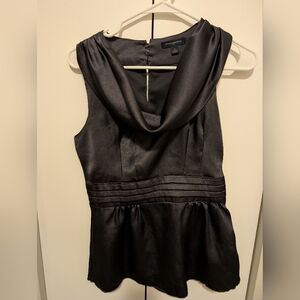Banana Republic Black Satin Cowl Neck Peplum Camisole